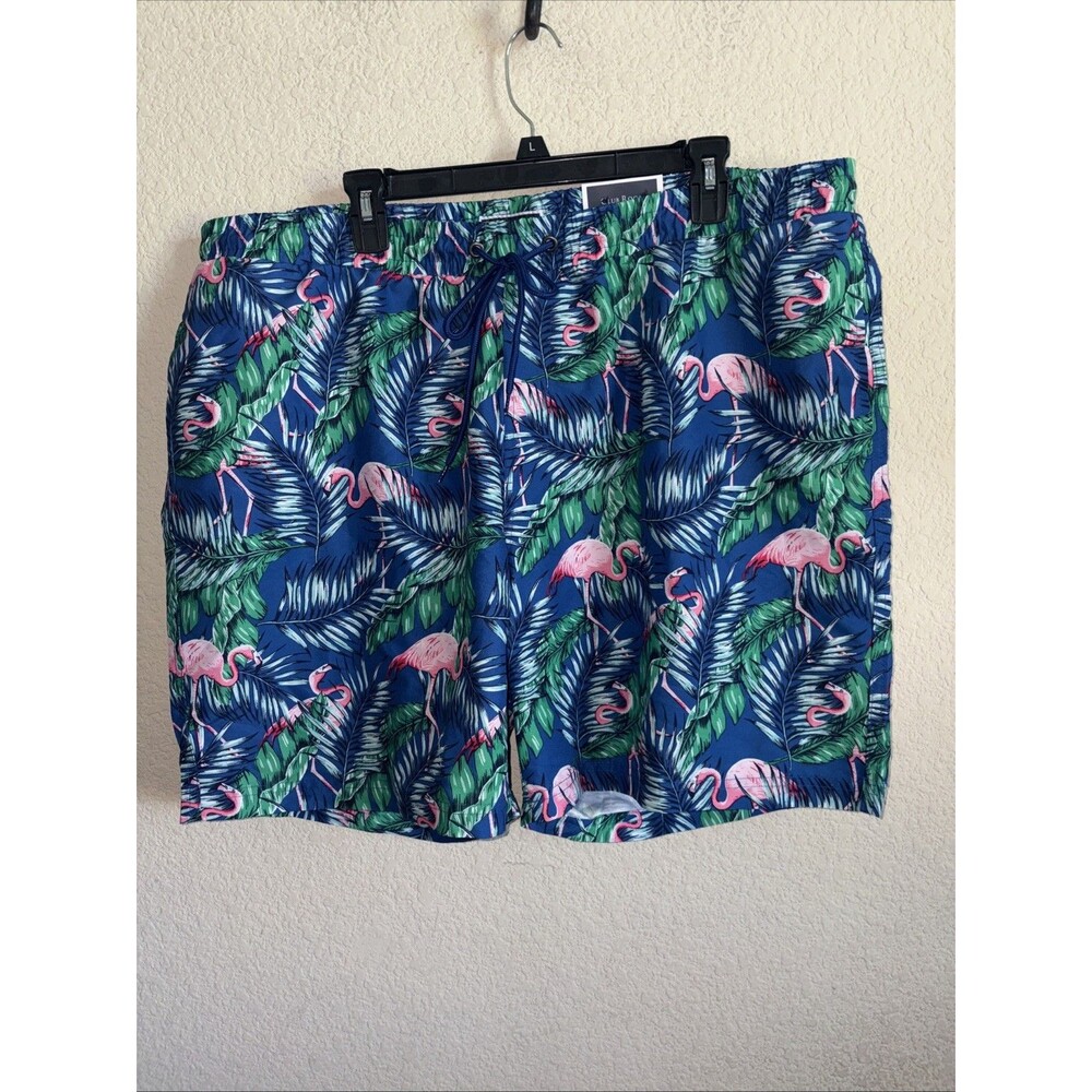 Club Room Flamingo Swim Trunks Shorts XXL Quick Dry Blue 7 Inseam 2xl New